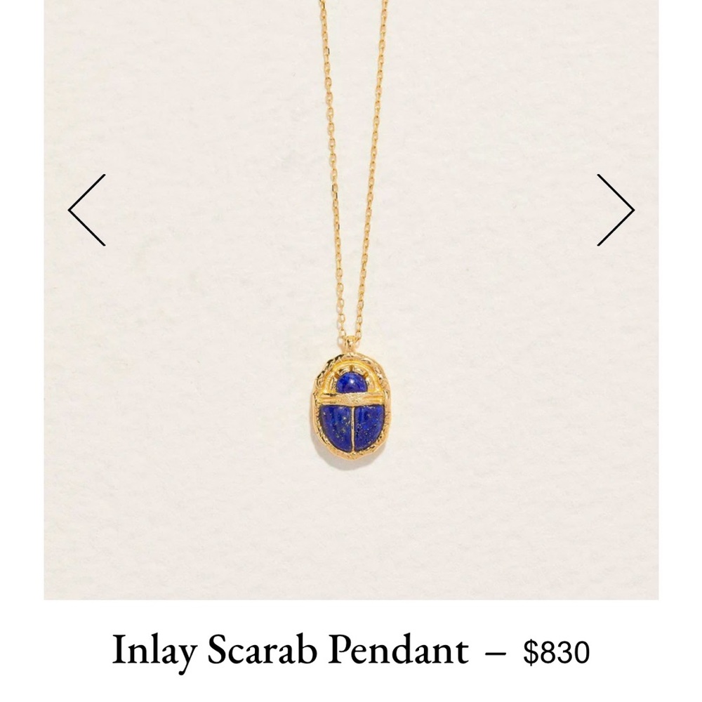 Pamela Love 14kt gold blue lapis scarab pendant necklace EUC
